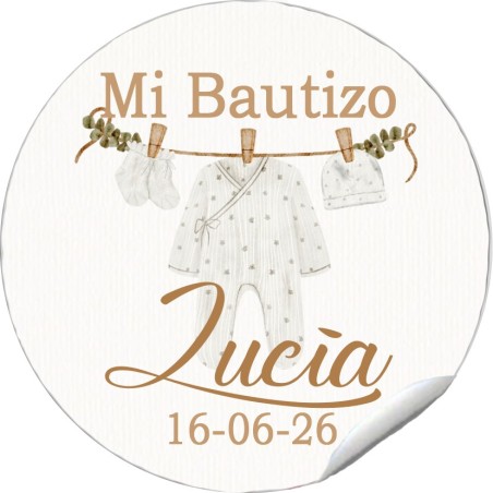 PEGATINA REDONDA BAUTIZO ROPITA