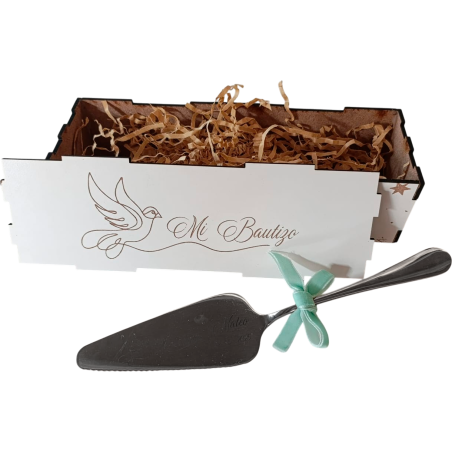 PALA DE TARTA DE BAUTIZO PERSONALIZADA CON CAJA– DETALLE PARA BAUTIZO