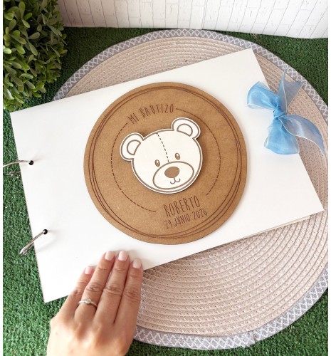 LIBRO DE FIRMAS PARA BAUTIZO PERSONALIZADO OSITO