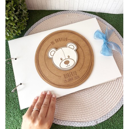 LIBRO DE FIRMAS PARA BAUTIZO PERSONALIZADO OSITO