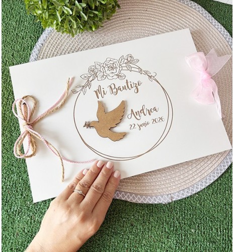 LIBRO DE FIRMAS PARA BAUTIZO PERSONALIZADO PALOMA