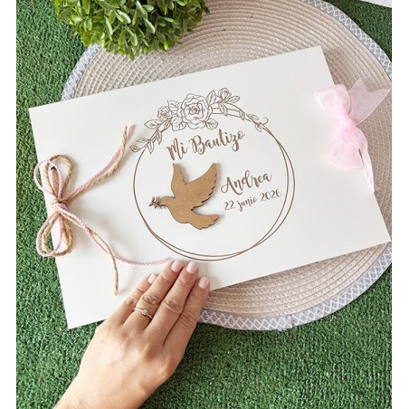 LIBRO DE FIRMAS PARA BAUTIZO PERSONALIZADO PALOMA