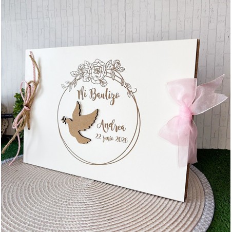 LIBRO DE FIRMAS PARA BAUTIZO PERSONALIZADO PALOMA