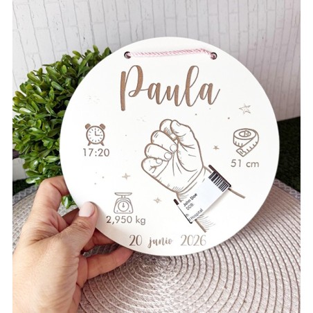 PLACA PARA PULSERA DE NACIMIENTO blanca