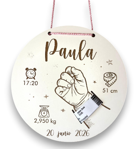PLACA PARA PULSERA DE NACIMIENTO blanca