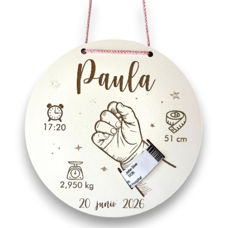PLACA PARA PULSERA DE NACIMIENTO blanca