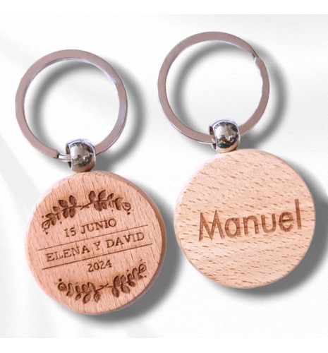 LLAVERO DE MADERA BODA PERSONALIZADO CON NOMBRES INDIVIDUALES