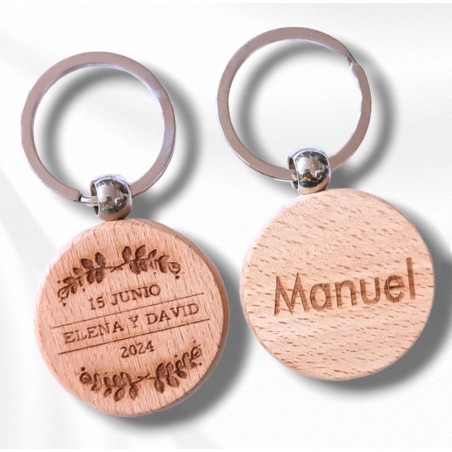 LLAVERO DE MADERA BODA PERSONALIZADO CON NOMBRES INDIVIDUALES