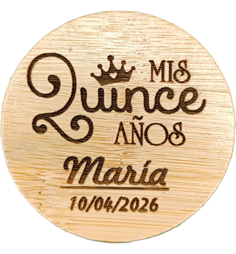 ESPEJO DE BAMBÚ GRABADO MIS 15 AÑOS 03