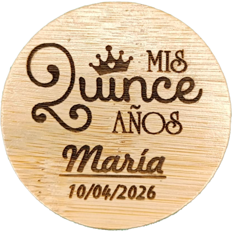 ESPEJO DE BAMBÚ GRABADO MIS 15 AÑOS 03