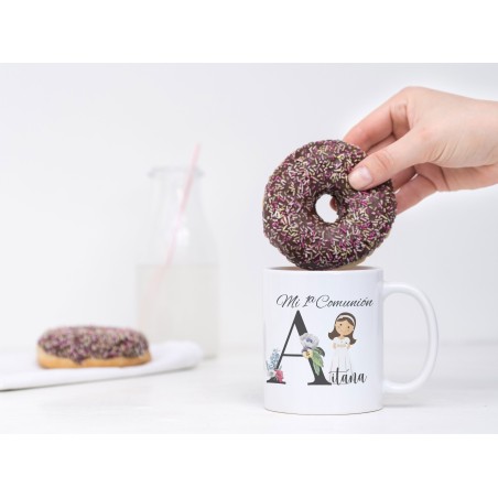 TAZA COMUNION iniciales niña