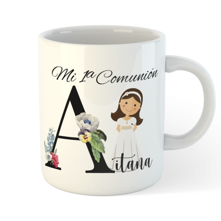 TAZA COMUNION iniciales niña