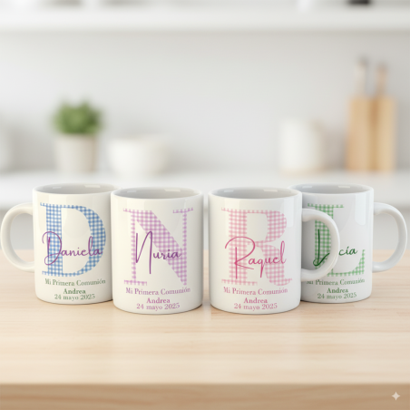 TAZA INICIALES VICHY ROSA