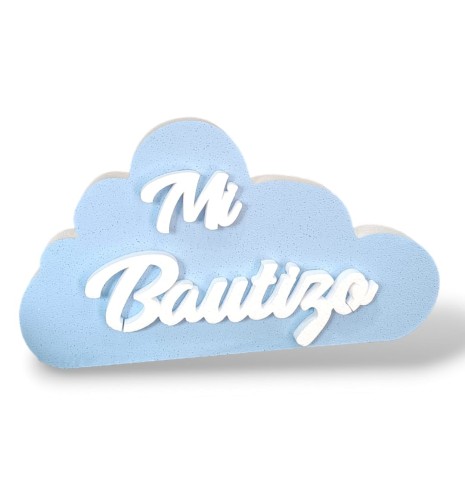 LETRAS DE CORCHO BAUTIZO NUBE AZUL