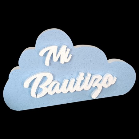 LETRAS DE CORCHO BAUTIZO NUBE AZUL