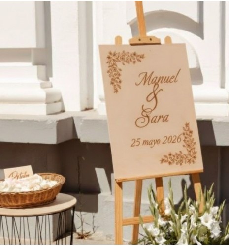 CARTEL BIENVENIDOS A NUESTRA BODA FLORAL