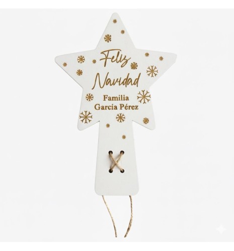 ESTRELLA ÁRBOL DE NAVIDAD PERSONALIZADA MADERA BLANCA