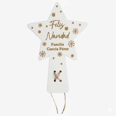 ESTRELLA ÁRBOL DE NAVIDAD PERSONALIZADA MADERA BLANCA