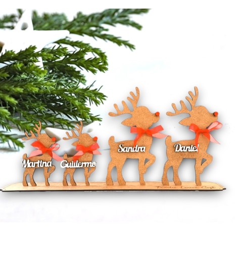 FAMILIA DE RENOS DE NAVIDAD PERSONALIZADOS