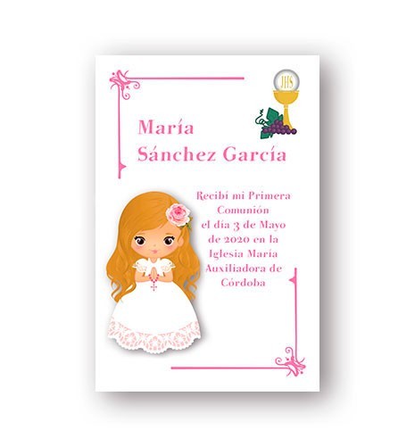 INVITACIÓN COMUNIÓN 02 DIBUJO NIÑA CANDELA