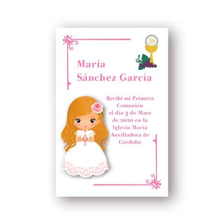 INVITACIÓN COMUNIÓN 02 DIBUJO NIÑA CANDELA