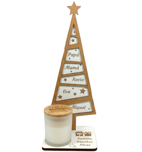 ÁRBOL FAMILIA NAVIDAD PERSONALIZADO CON VELA