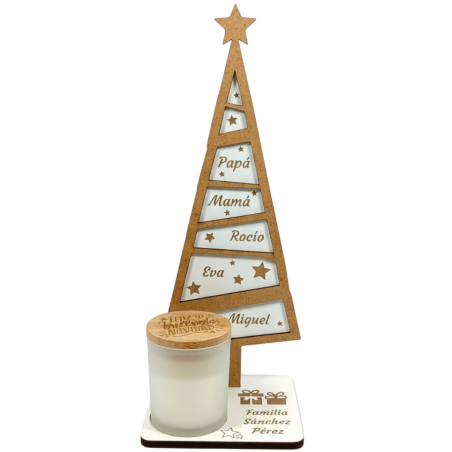 ÁRBOL FAMILIA NAVIDAD PERSONALIZADO CON VELA