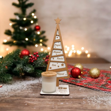 ÁRBOL FAMILIA NAVIDAD PERSONALIZADO CON VELA