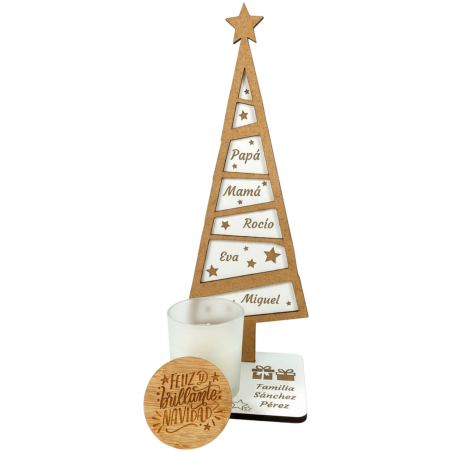 ÁRBOL FAMILIA NAVIDAD PERSONALIZADO CON VELA