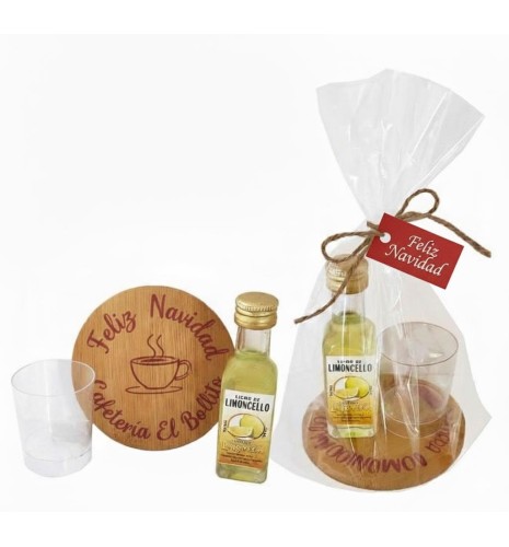 PACK DE LICOR, POSAVASOS GRABADO Y CHUPITO PVC