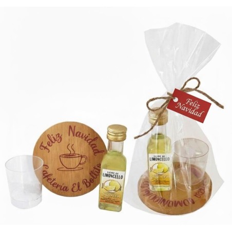 PACK DE LICOR, POSAVASOS GRABADO Y CHUPITO PVC