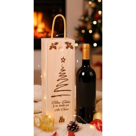 ESTUCHE PARA VINO FELICITACIÓN NAVIDEÑA PERSONALIZADA