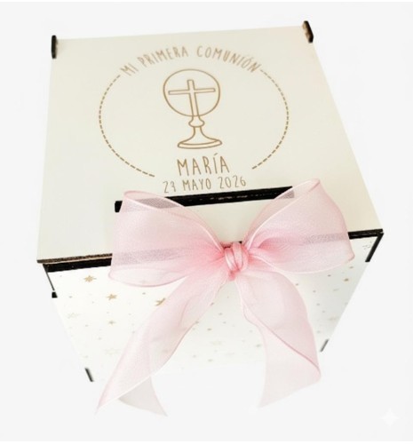 CAJA HUCHA PARA SOBRES COMUNIÓN CÁLIZ  PERSONALIZADA 03