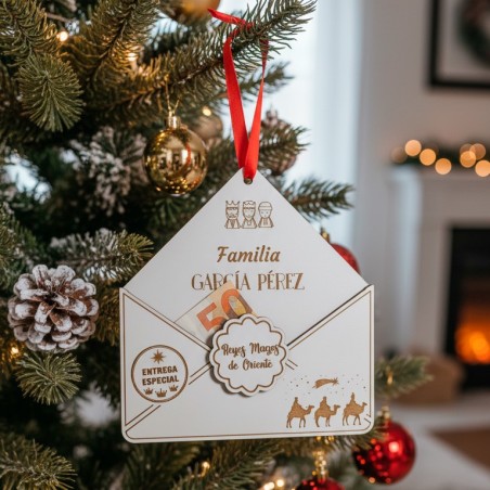 SOBRE DE REYES MAGOS PERSONALIZADO EN MADERA BLANCA