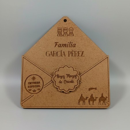 SOBRE DE REYES MAGOS PERSONALIZADO EN MADERA NATURAL