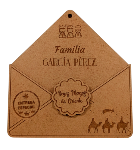 SOBRE DE REYES MAGOS PERSONALIZADO EN MADERA NATURAL