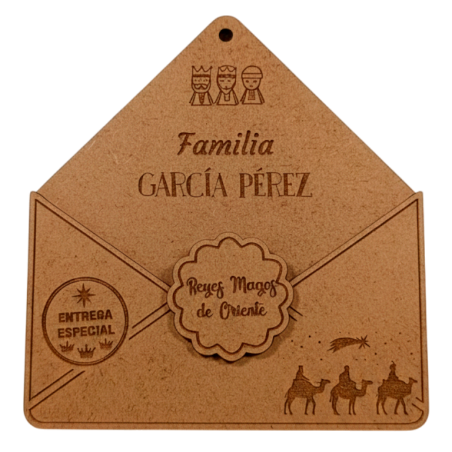 SOBRE DE REYES MAGOS PERSONALIZADO EN MADERA NATURAL