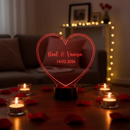 LÁMPARA LED PERSONALIZADA CON NOMBRE – CORAZÓN 01