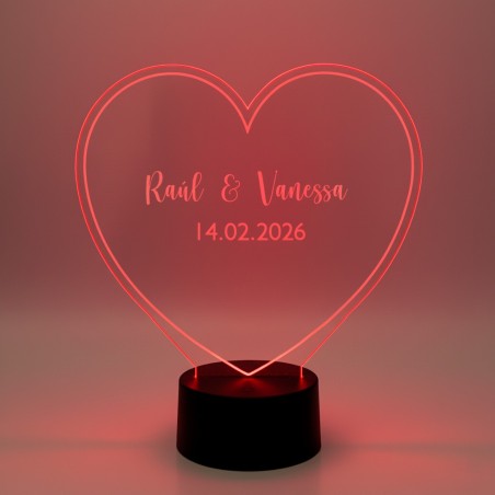 LÁMPARA LED PERSONALIZADA CON NOMBRE – CORAZÓN 01