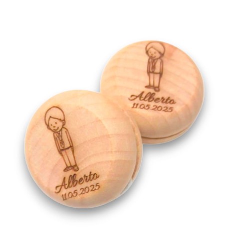 YOYÓ DE MADERA GRABADO PARA COMUNIÓN NIÑO