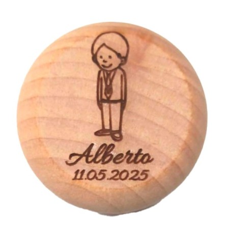 YOYÓ DE MADERA GRABADO PARA COMUNIÓN NIÑO