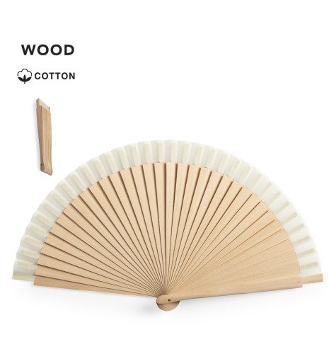ABANICO DE TELA NATURAL