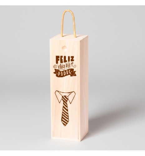CAJA PARA BOTELLA DE VINO FELIZ DÍA DEL PADRE