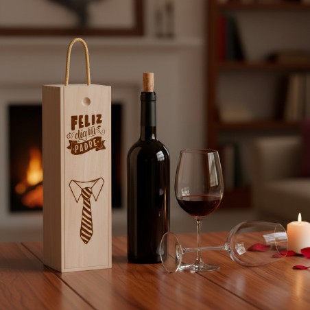 CAJA PARA BOTELLA DE VINO FELIZ DÍA DEL PADRE