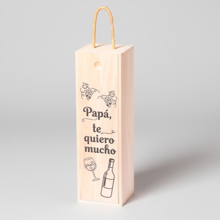 CAJA PARA BOTELLA DE VINO -  PAPÁ TE QUIERO MUCHO