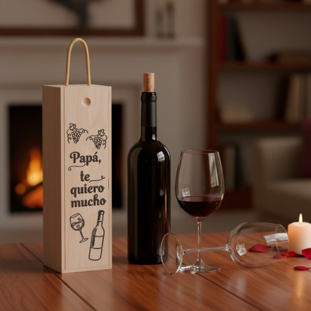 CAJA PARA BOTELLA DE VINO -  PAPÁ TE QUIERO MUCHO