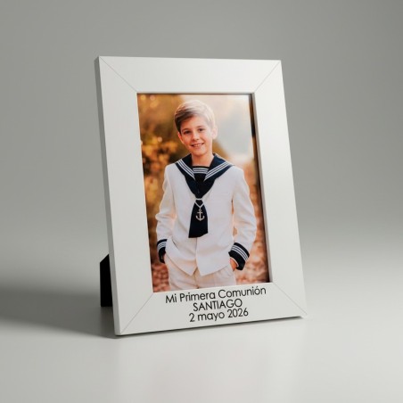 MARCO DE FOTOS BLANCO GRABADO