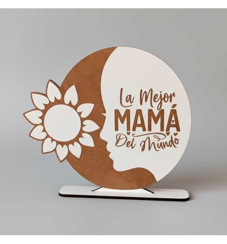 PLACA MADERA - LA MEJOR MAMÁ DEL MUNDO