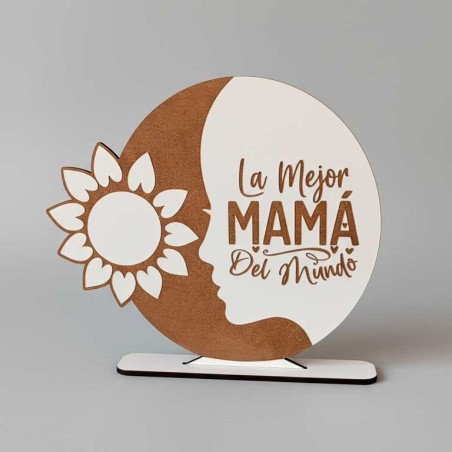 PLACA MADERA - LA MEJOR MAMÁ DEL MUNDO