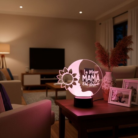 LÁMPARA LED PERSONALIZADA - LA MEJOR MAMÁ DEL MUNDO